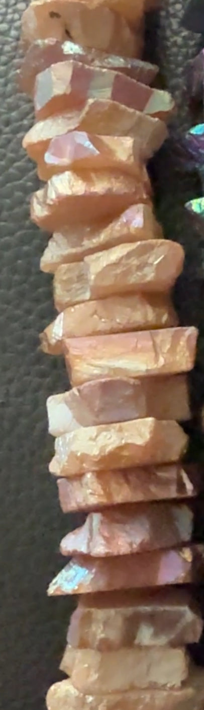 Irregular electroplated quartz amber ab