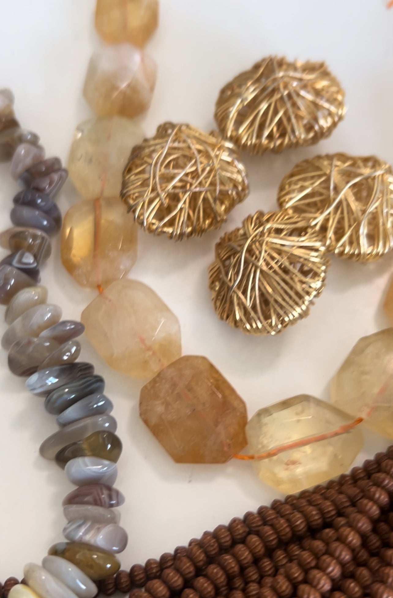 Agate/citrine/ethnic bead