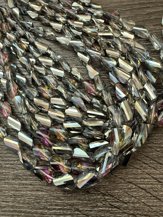 14x8mm twisted faceted cristal vitrail rose