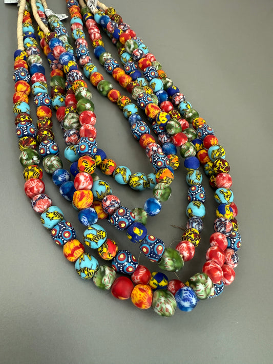 Irregular round african beads multicolor strand 26441