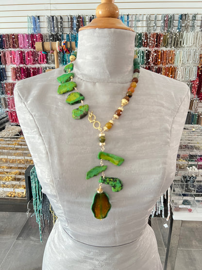 Irregular Green Turquoise/  12mm agate