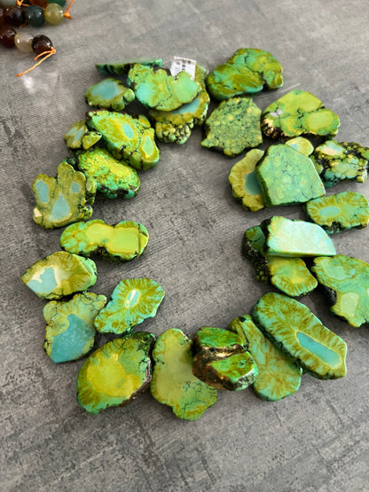 Irregular Green Turquoise/  12mm agate