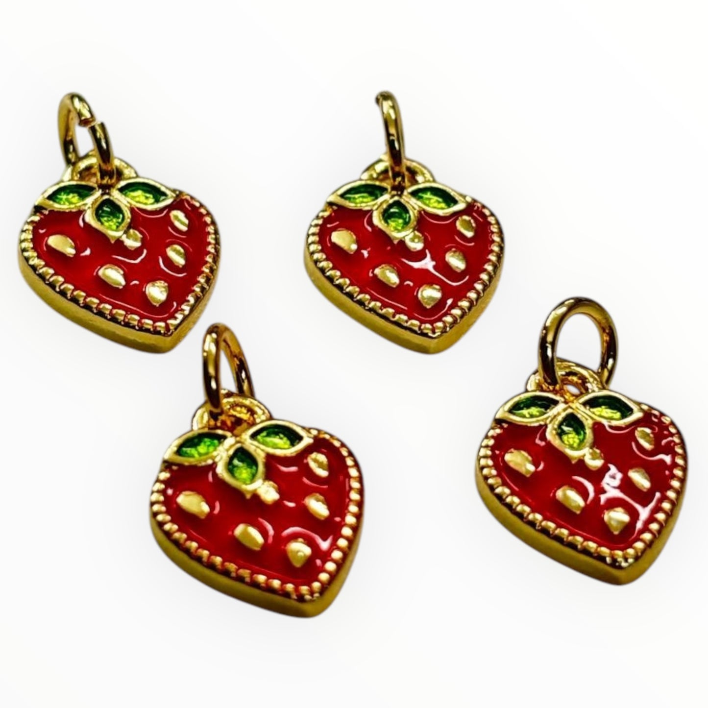 12mm Enamel Strawberry 18k Gold Plated (29192)