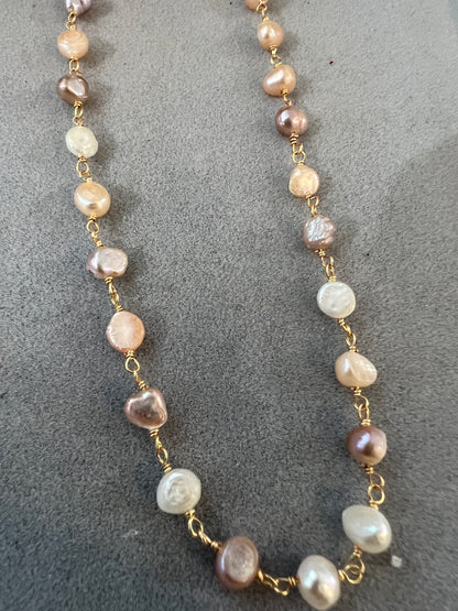 Cream/Rose Freshwater Pearl Chain-26892