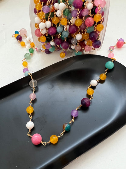 Multi gemstone chain by feet