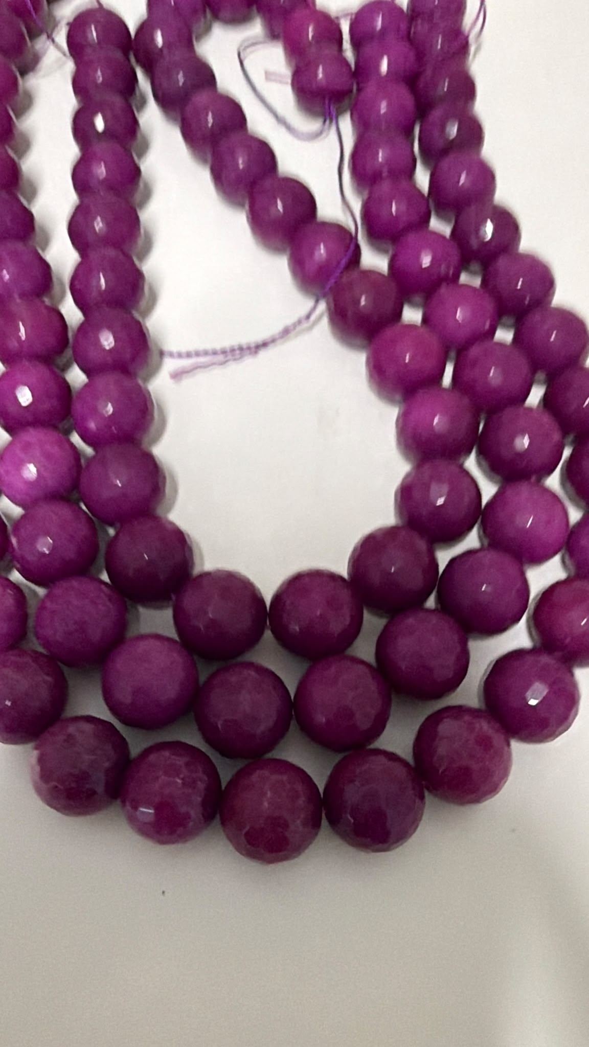 Magenta Round Jade Strand
