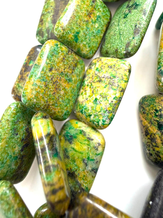 20mm Rectangular Green Jasper