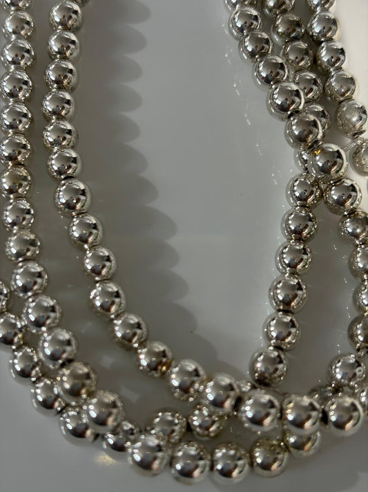6mm Round Silver Hemmatite