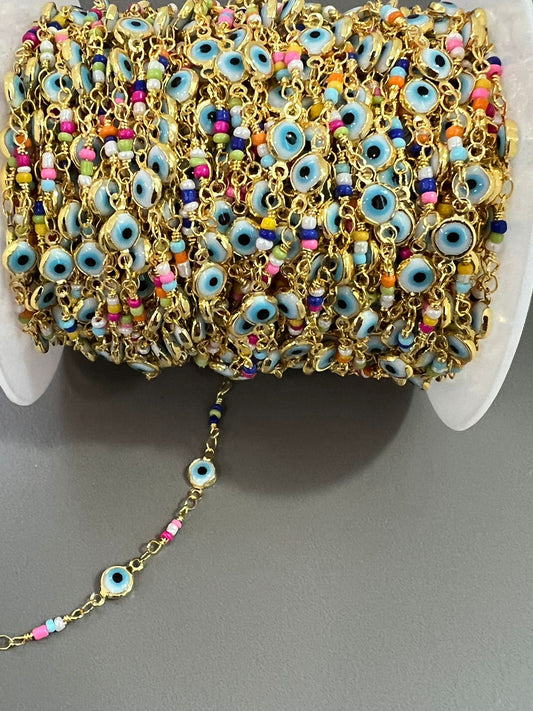 Eye chain with seed beads 24883