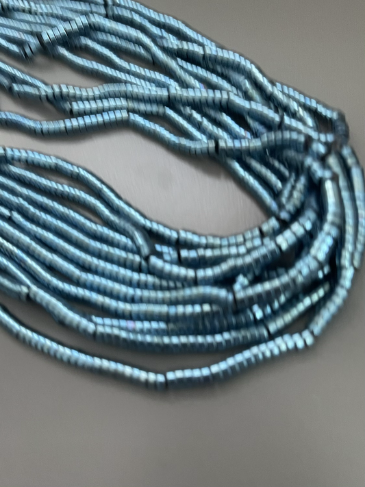 4x2mm blue metallic hematite rondelle 21941