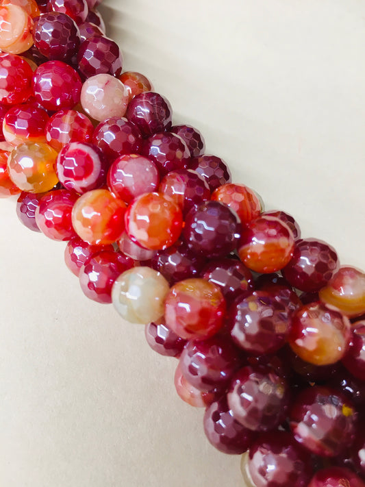 8mm Red Agate Faceted Strand / Agata 20171