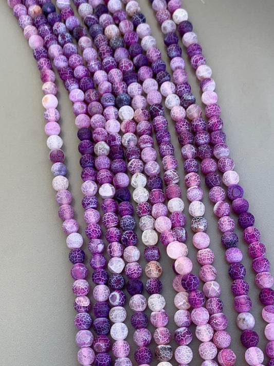 8mm Bright Violet Agate Matte Qty 46 beads per strand 21759