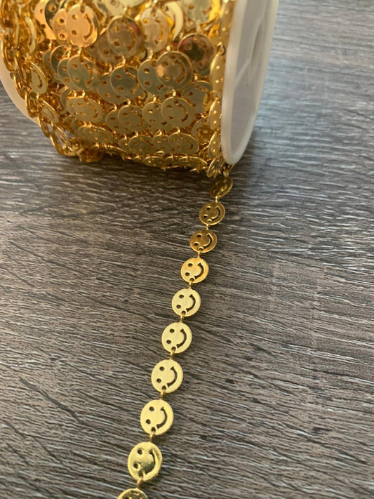 8mm Round Chain with Happy Face per foot 21375