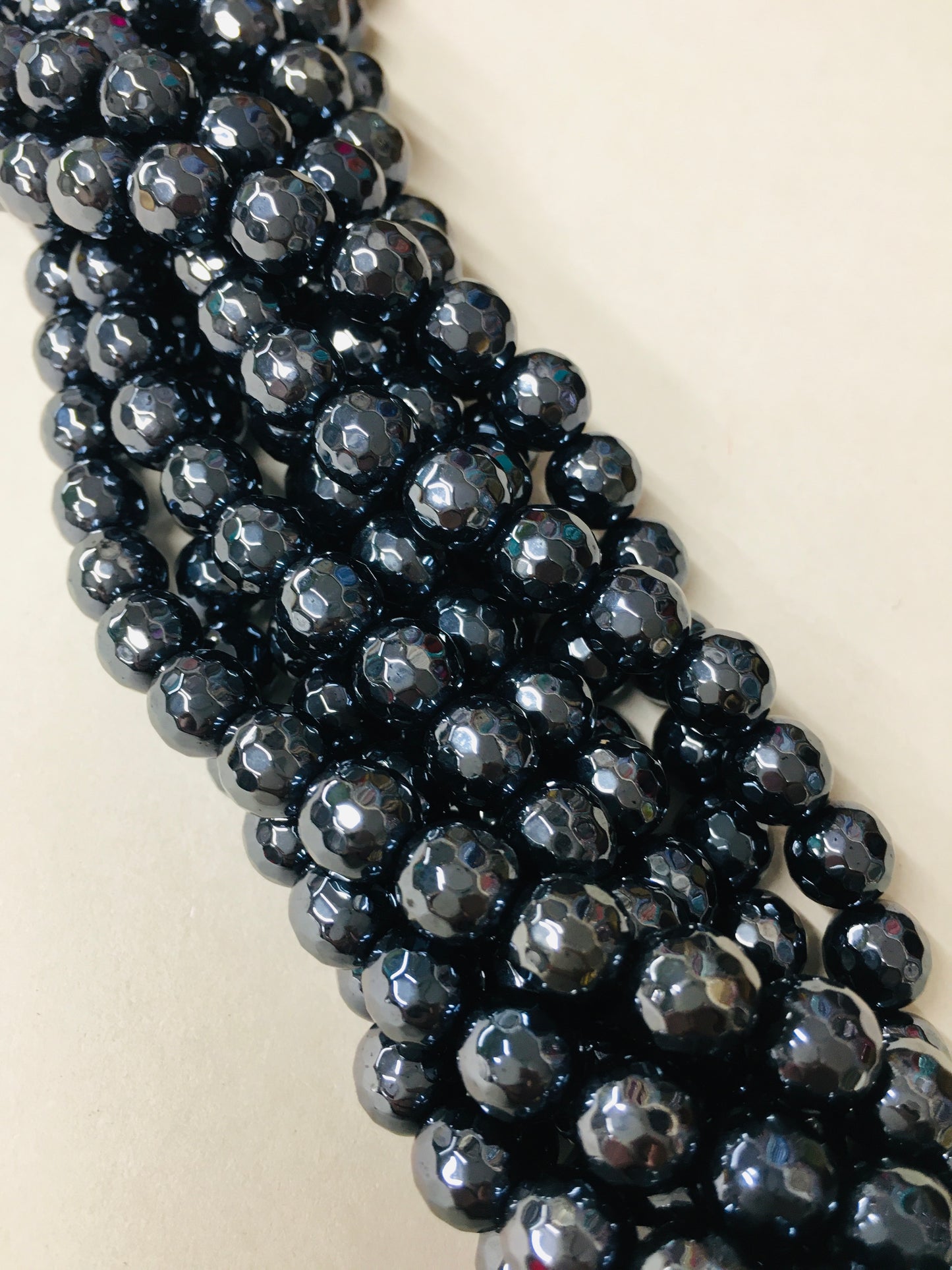 8mm Charcoal Gray Agate Faceted Strand / Agata 20171