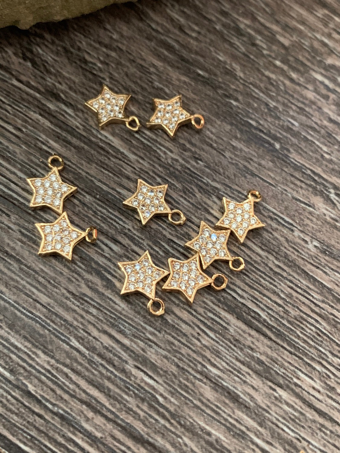9mm gold filled star clear pave qty 1 / 20776