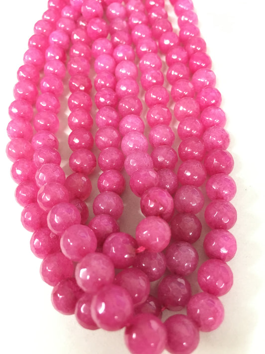 8mm Pink Jade Faceted Strand