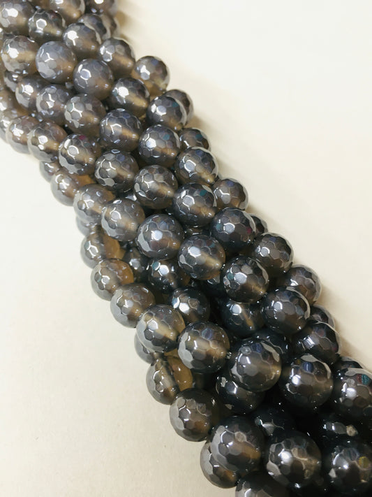 8mm Gray Agate Faceted Strand / Agata20171