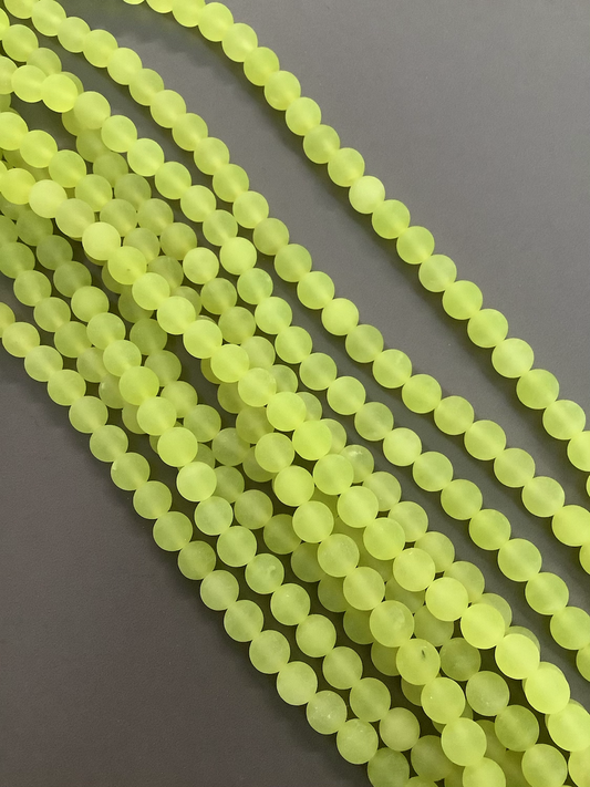 8mm Neon Yellow Jade Matte strand Qty 46 bead per strand 21760