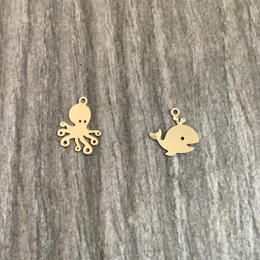16-14mm Octopus/ Whale Charms qty1- 22562/22558