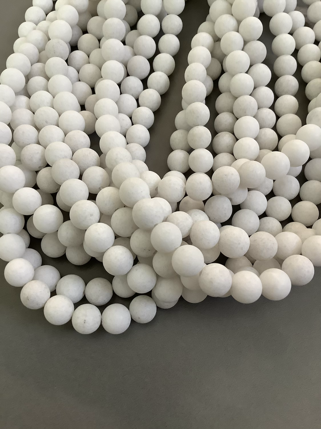 8mm White Jade Matte strand Qty 46 bead per strand 21760