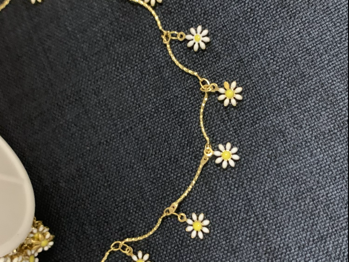 Daisy chain gold filled and enamel per ft  21496