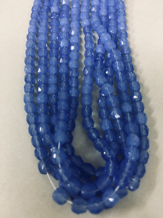 4mm Blue Round Faceted Czech Strand / Redondo