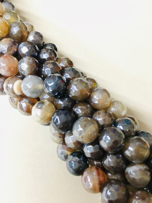 8mm Brown Agate Faceted Strand / Agata 20171