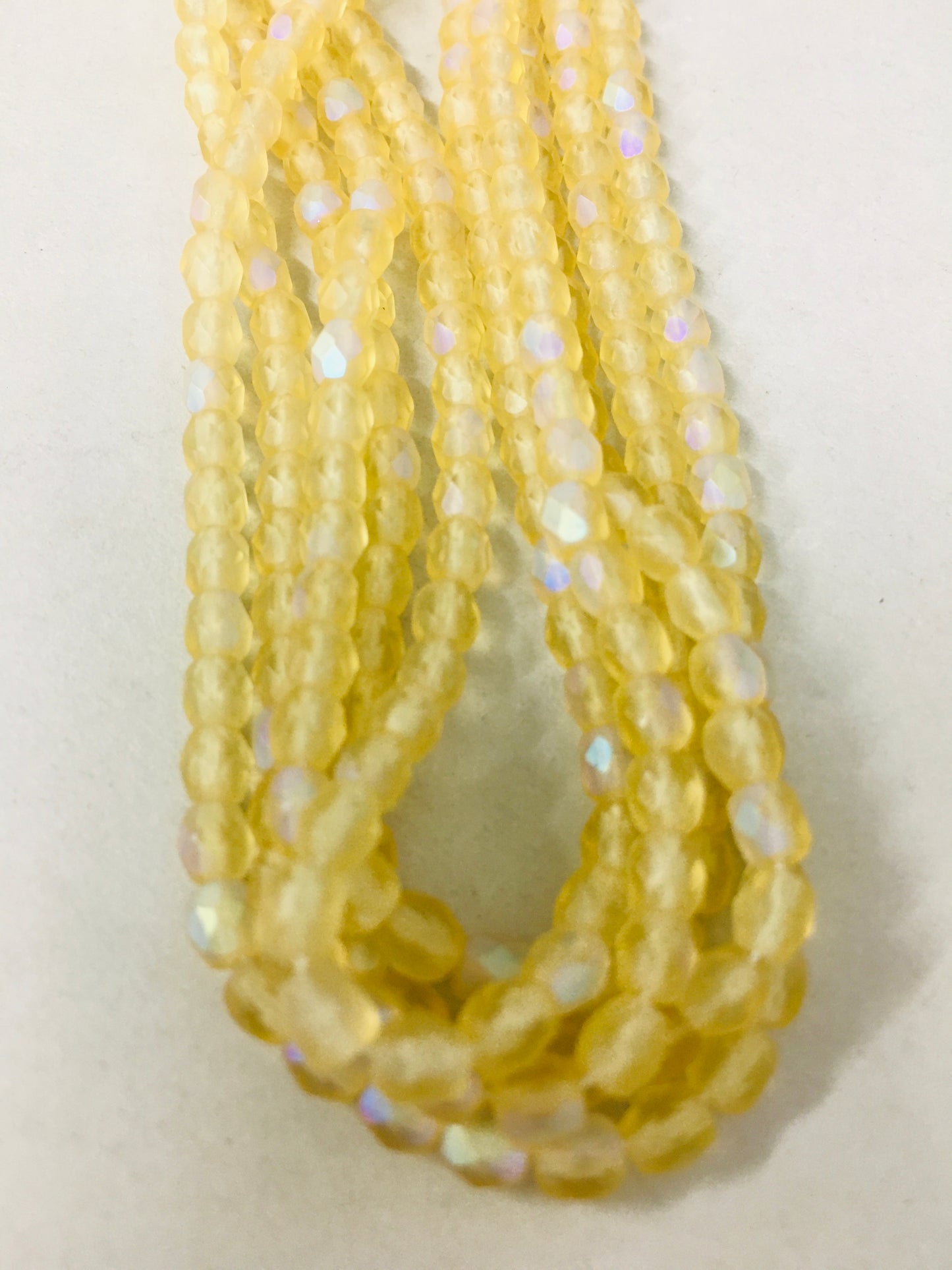 4mm Yellow Round Faceted Czech Strand / Redondo