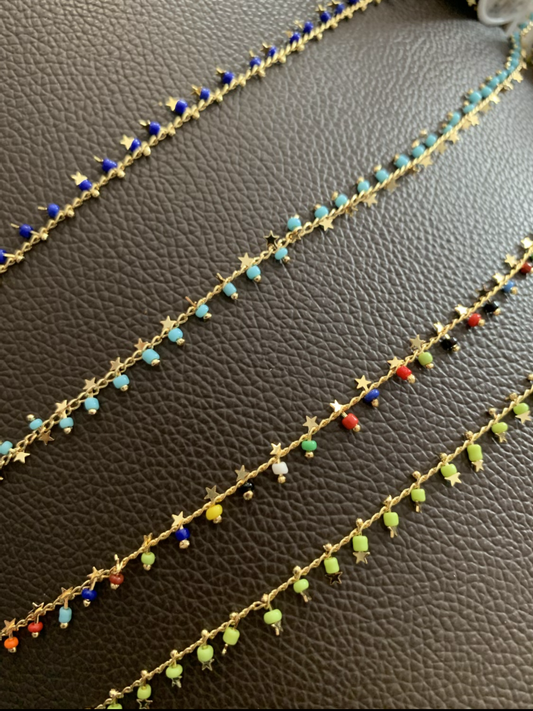 Seed bead chain with Star per foot