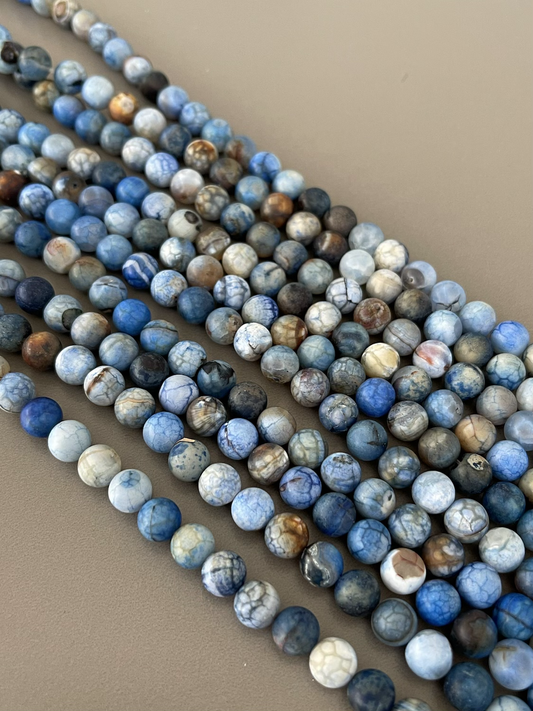 8mm intense blue/brown agate 21952