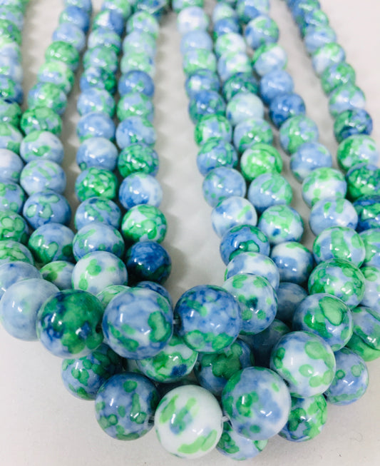 10mm Blue and Green Jade Strand 14975