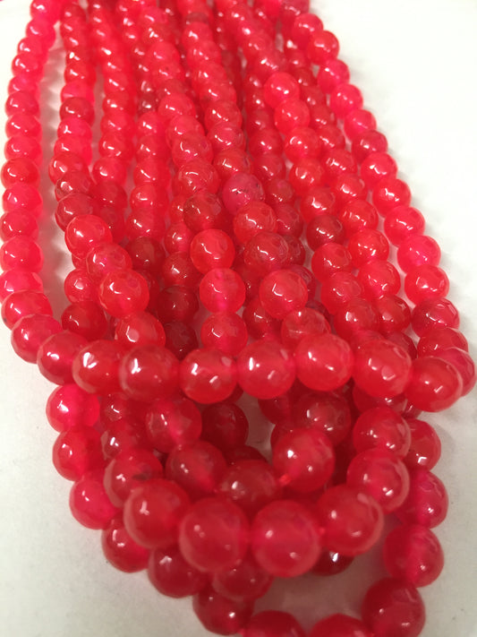 8mm Hot Pink Agate Faceted Strand / Agata