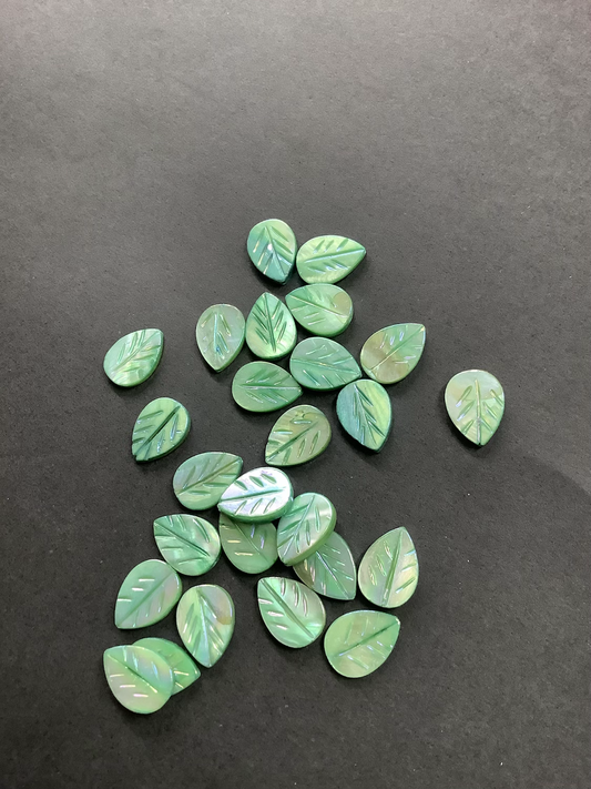 16mm Green Leaf with tornasol Shell qty 1/ 21272