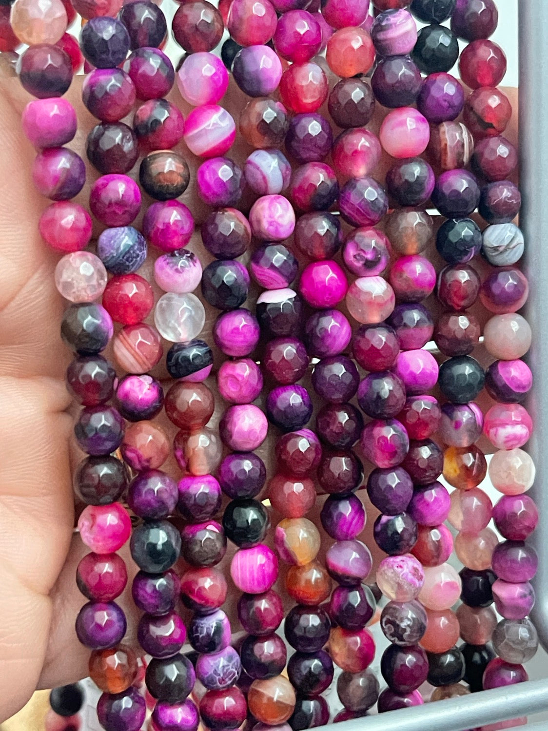 6mm pink , violet agate 21538