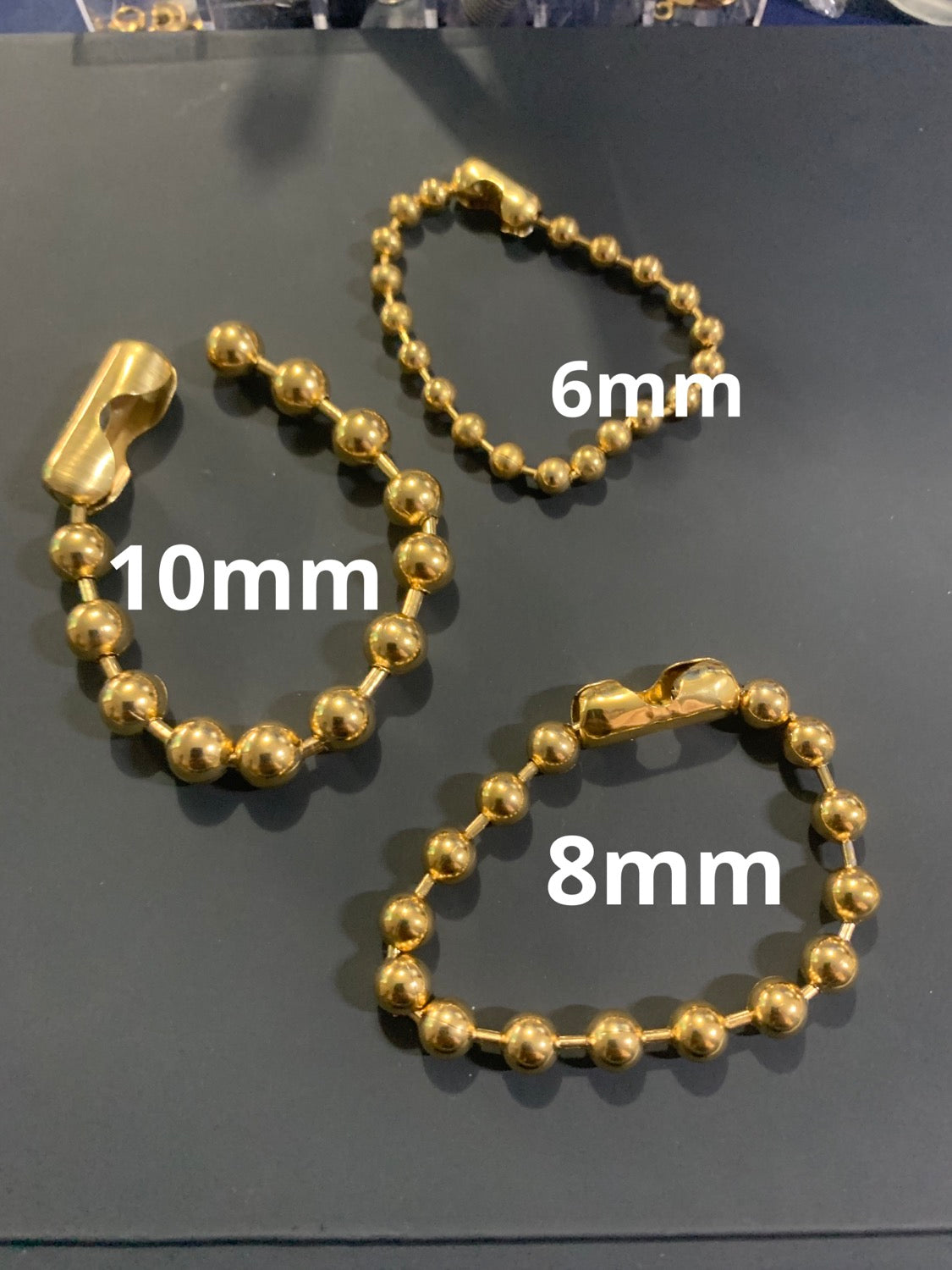 7” Pulsera cadena bolita/ ball chain bracelet 21410,21411,21412