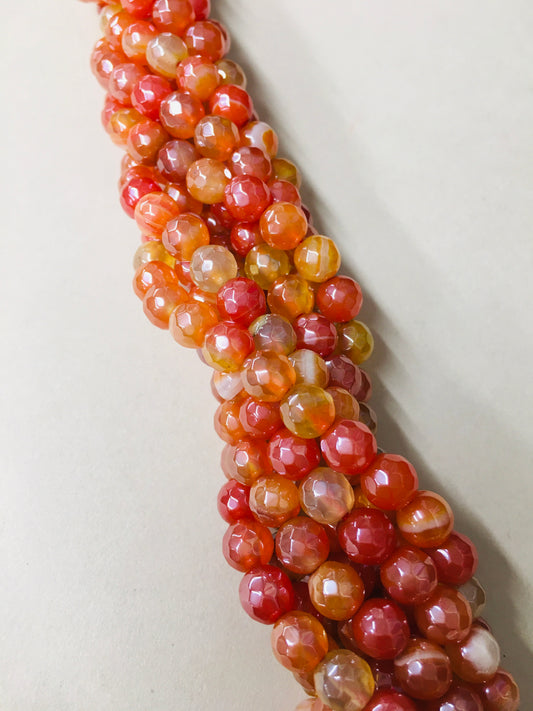 6mm Orange Agate Faceted Strand / Agata 20169