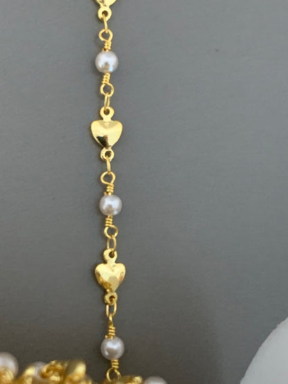 Pearl Chain with Flat Heart per feet 21595