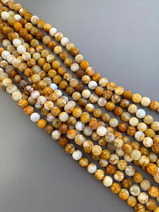 8mm Yellow and Mustard Agate Qty 46 beads per strand 21754