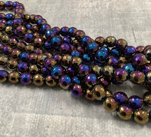 8mm Tornasol Metalic Color Agate Faceted Strand / Agata 20171