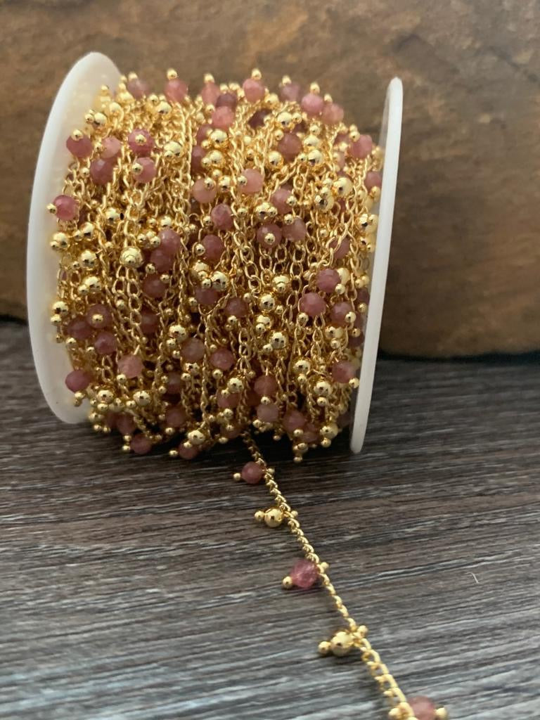 Gemstone vio pink chain per feet gold filled 21297