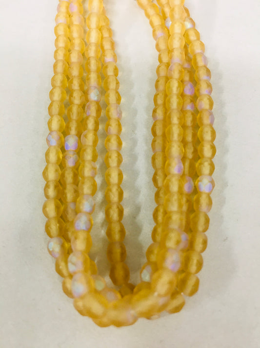 4mm Yellow Round Faceted Czech Strand / Redondo