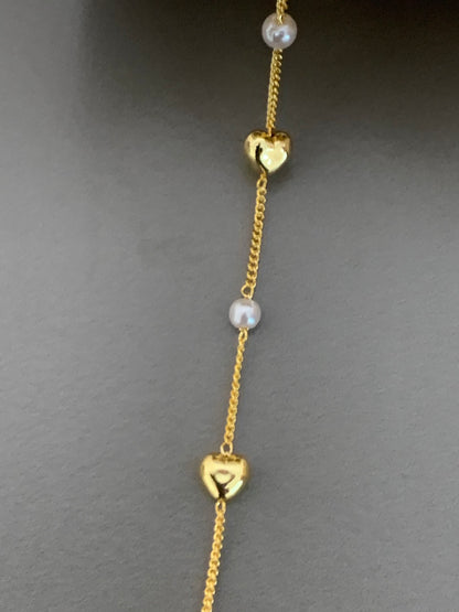 Pearl Chain with Puffy Heart per feet 21597