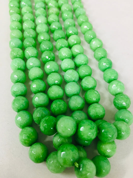 8mm Green Jade Faceted Strand 11991