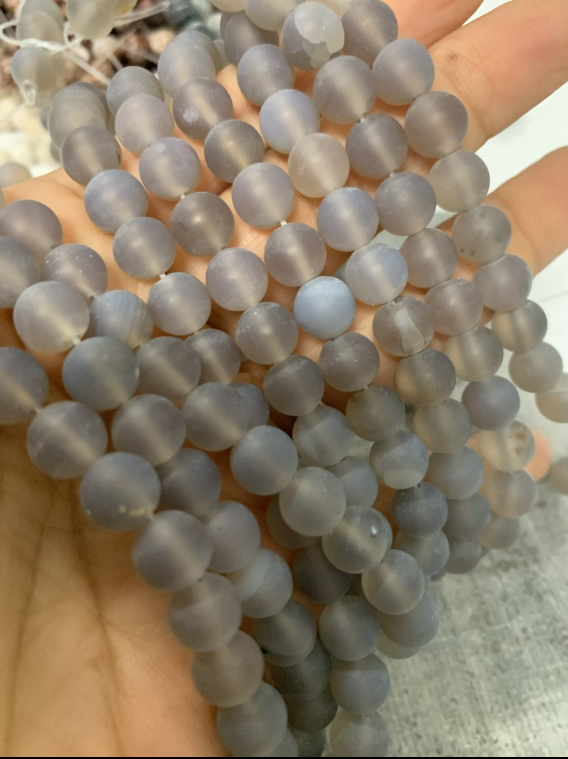 8mm grey matte agate qty 47 beads 21647