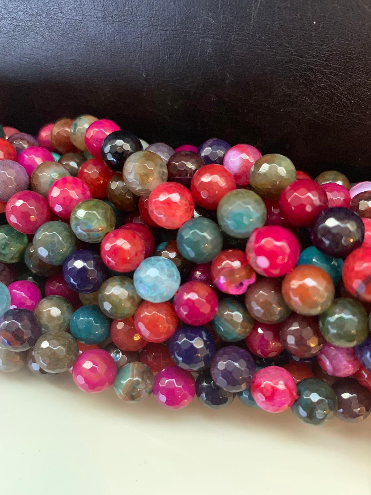 8mm Different Colors Agate Faceted Strand / Agata