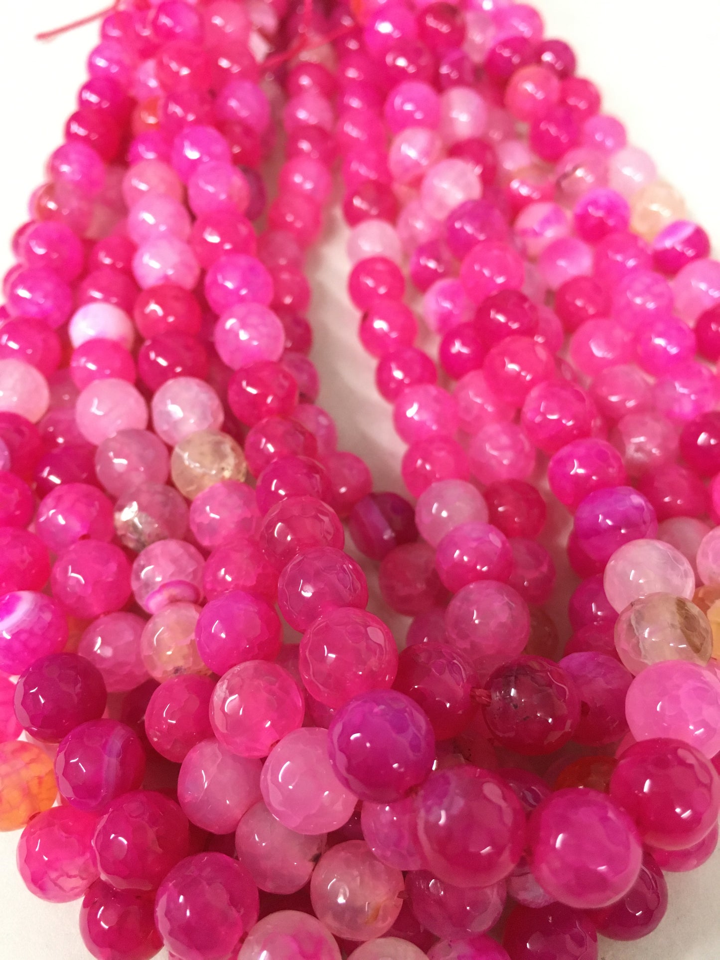 8mm Pink Agate Faceted Strand / Agata