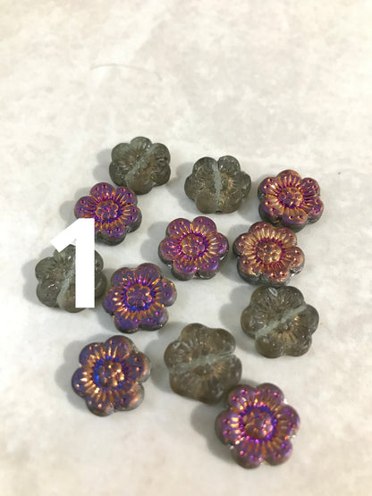 13mm Czech Flower Qty1-  24061