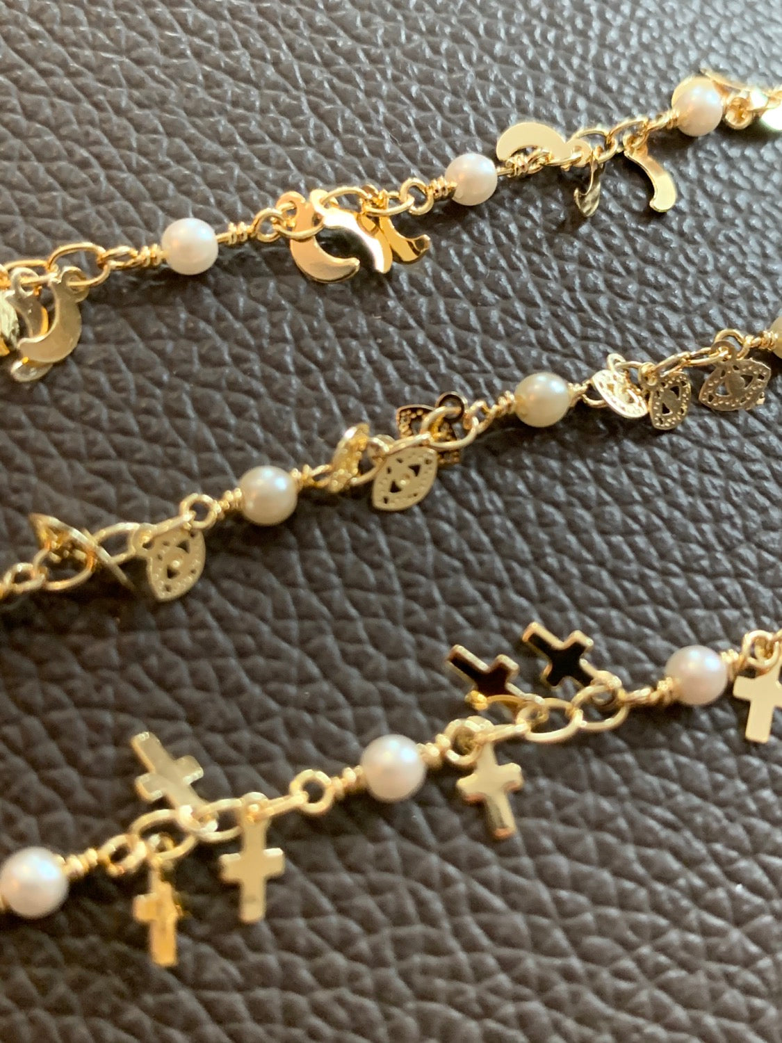 Gold filled chain with pearl by ft por pie M-21120/E-21124/C-21122
