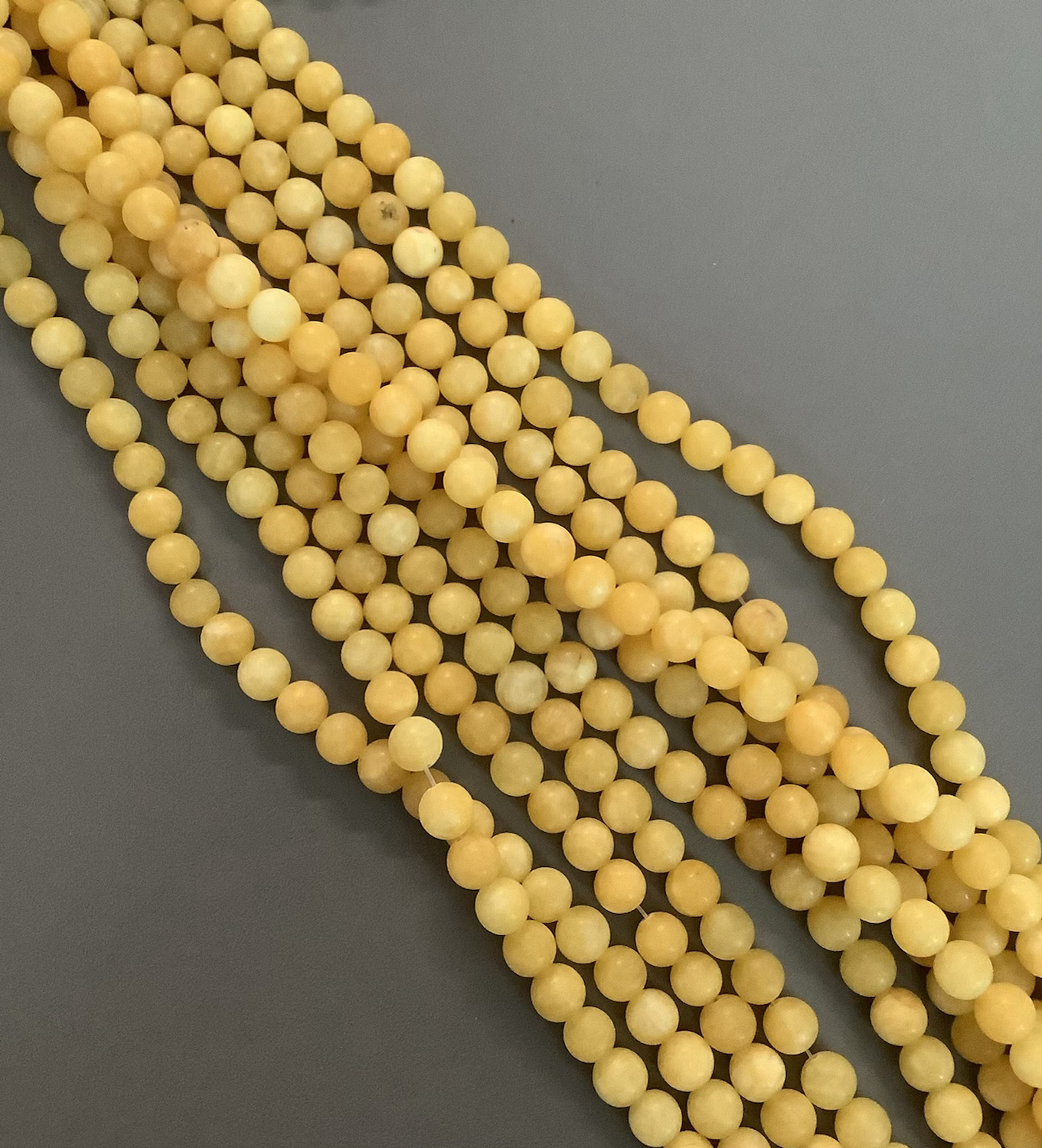 8mm Yellow Jade Matte strand  Qty 46 beads per strand 21760