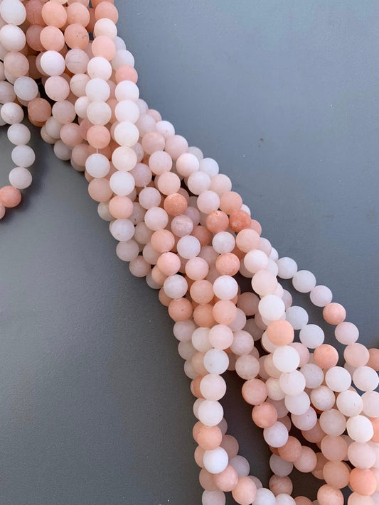 8mm light  Peach  Gemstone Qty 46 beads per strand 21808